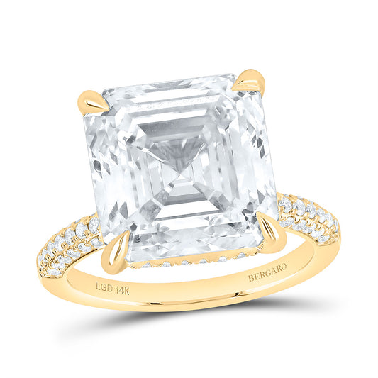14K Yellow Or White Gold 10 1/2 Cttw Lab Grown Diamond 10 Cttw Center Asscher Engagement Ring