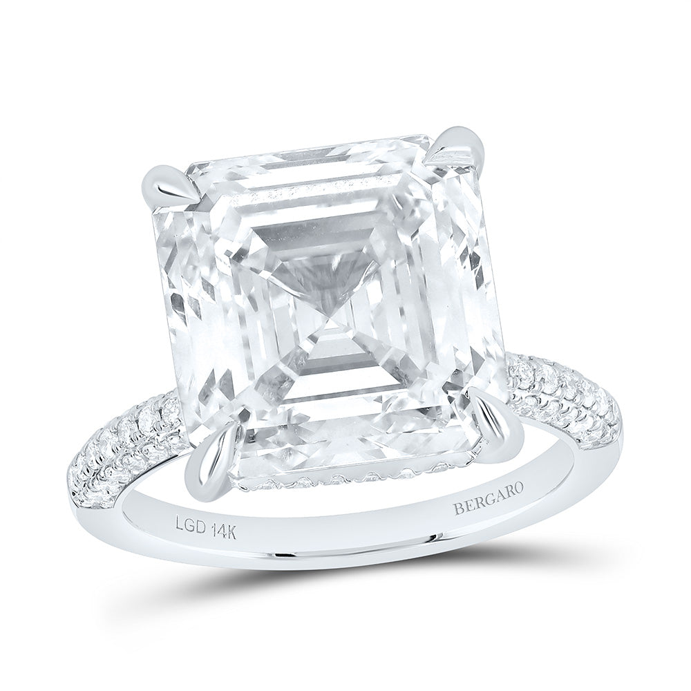 14K Yellow Or White Gold 10 1/2 Cttw Lab Grown Diamond 10 Cttw Center Asscher Engagement Ring
