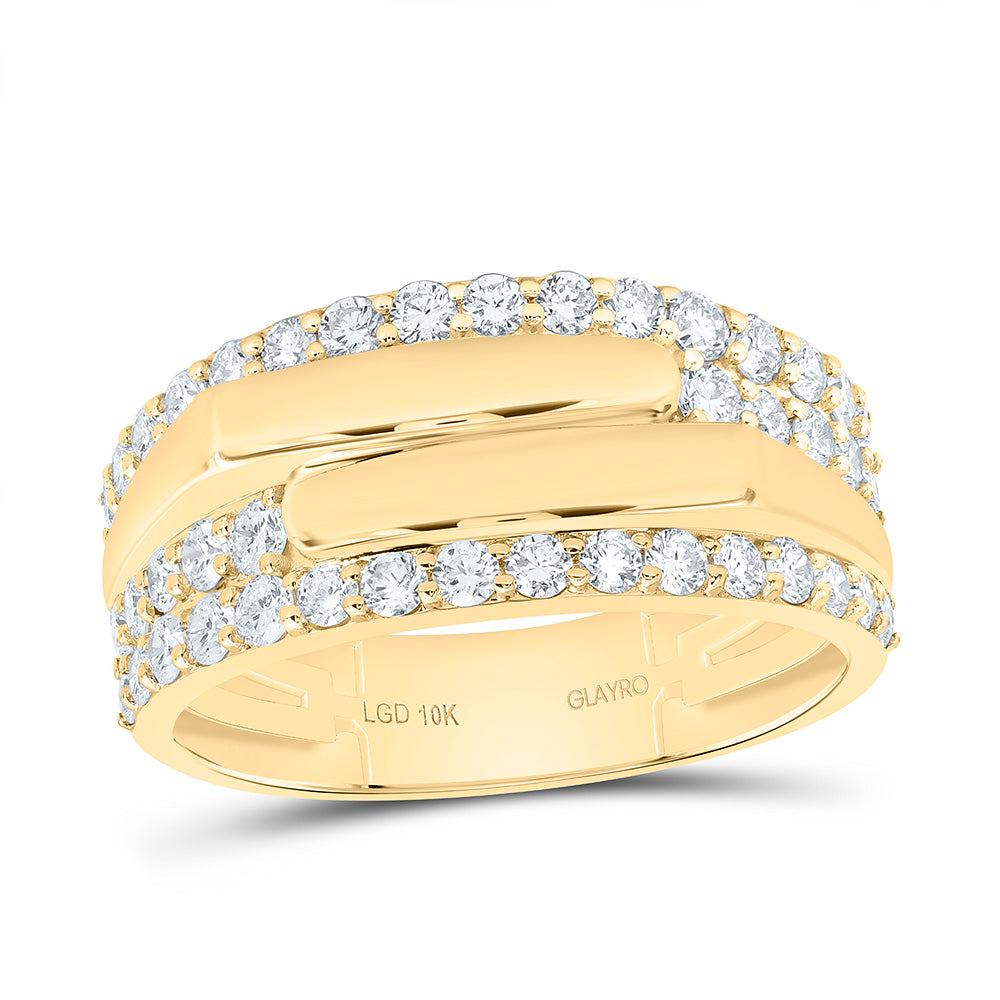 10K Yellow Gold 1 3/8 Cttw Lab Grown Diamond Mens Band