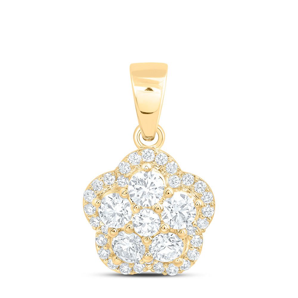 10K Yellow Or White Gold 1 1/3 Cttw Lab Grown Diamond Fashion Flower Pendant