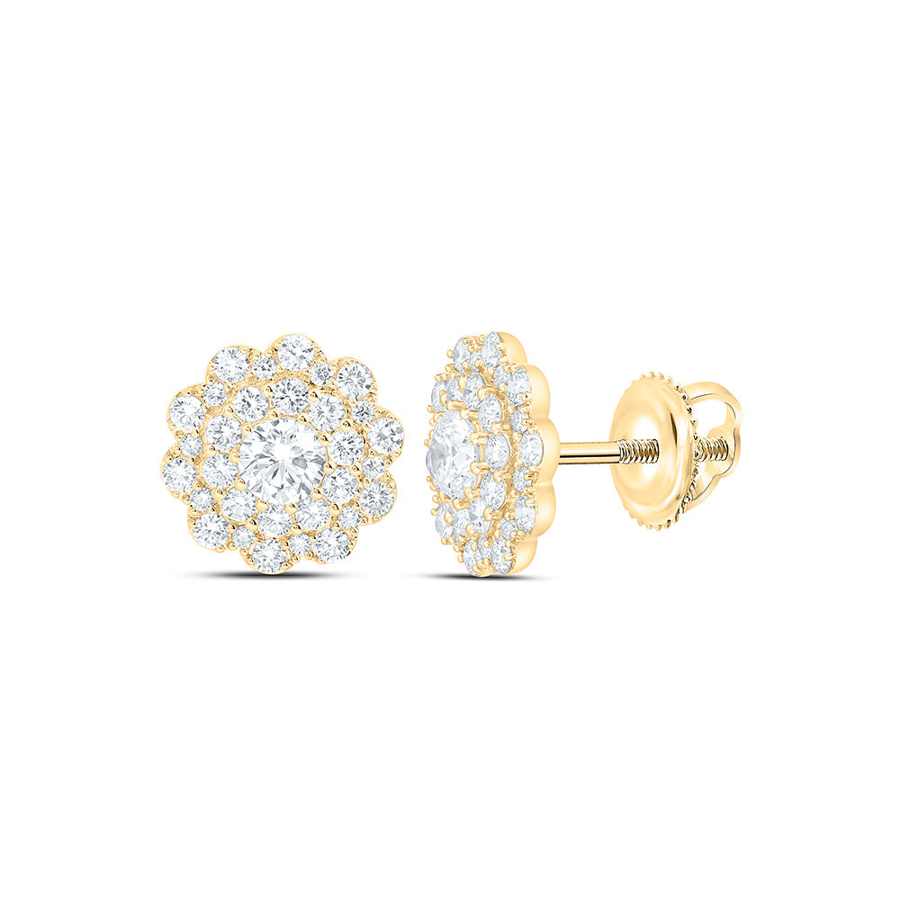 10K Yellow Or White Gold 2 1/5 Cttw Lab Grown Diamond Fashion Flower Earring