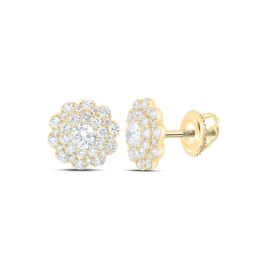 10K Yellow Or White Gold 2 1/5 Cttw Lab Grown Diamond Fashion Flower Earring