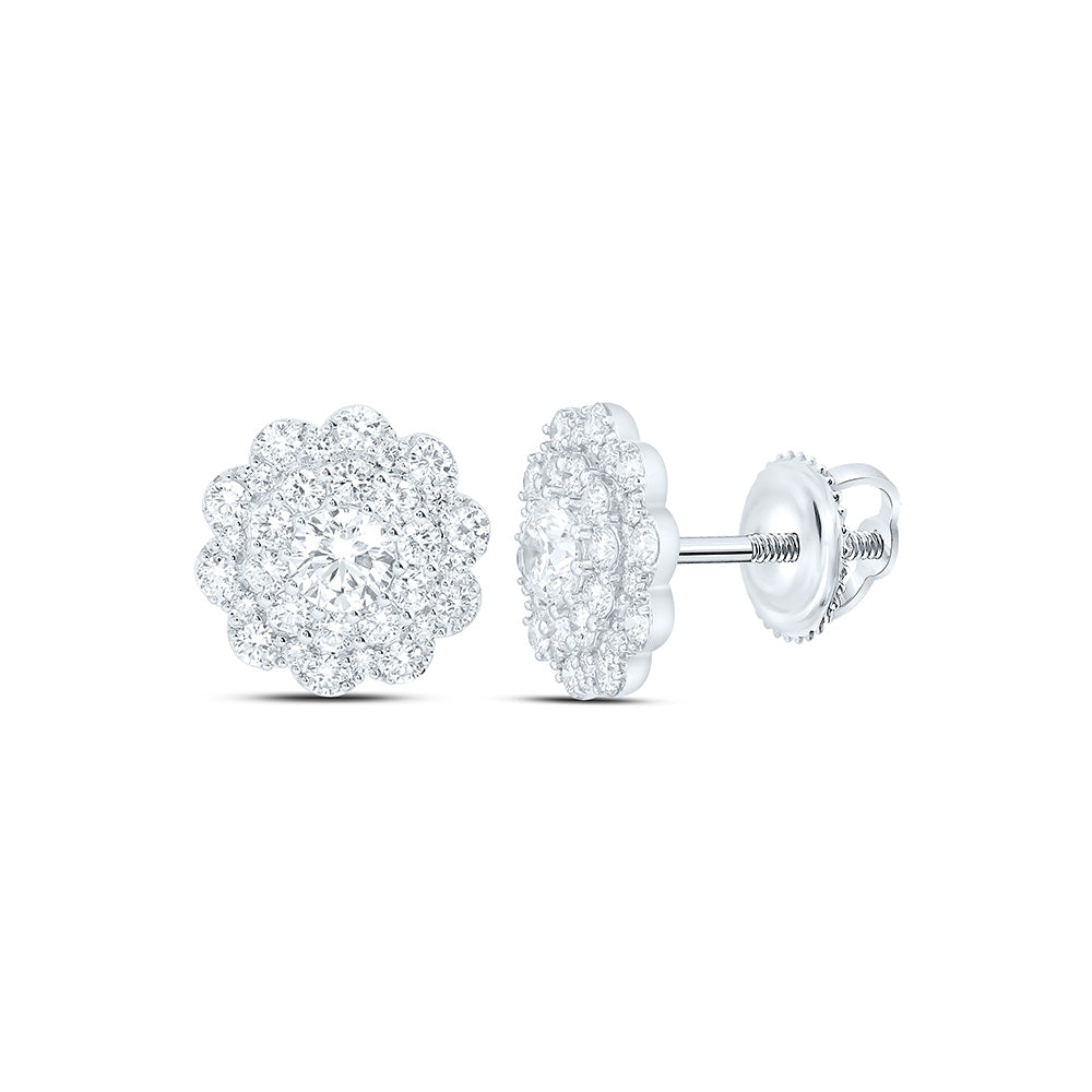 10K Yellow Or White Gold 2 1/5 Cttw Lab Grown Diamond Fashion Flower Earring