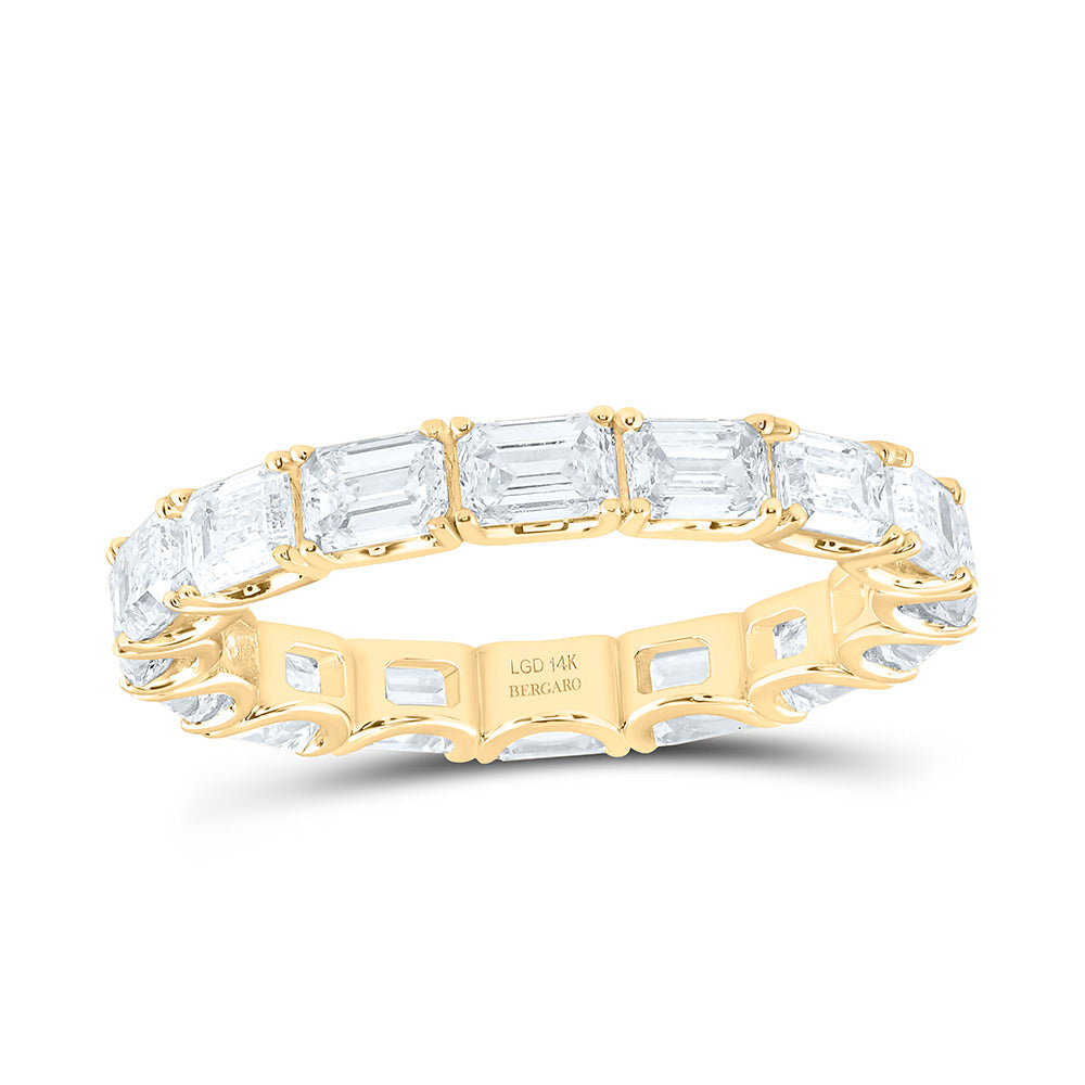 14K Yellow Or White Gold 3 1/4 Cttw Lab Grown Diamond Fashion Eternity Emerald Band
