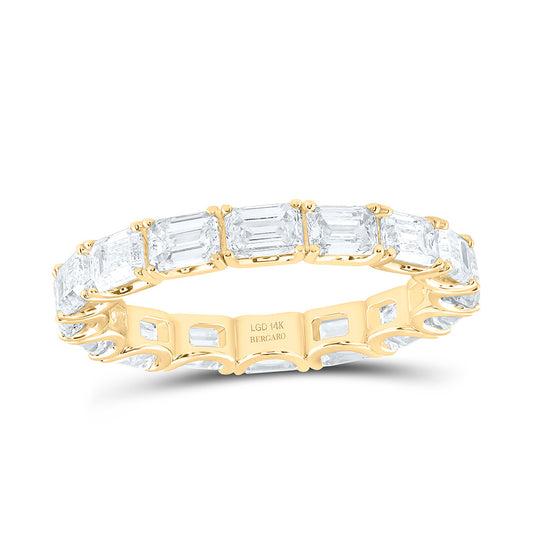 14K Yellow Or White Gold 3 1/4 Cttw Lab Grown Diamond Fashion Eternity Emerald Band