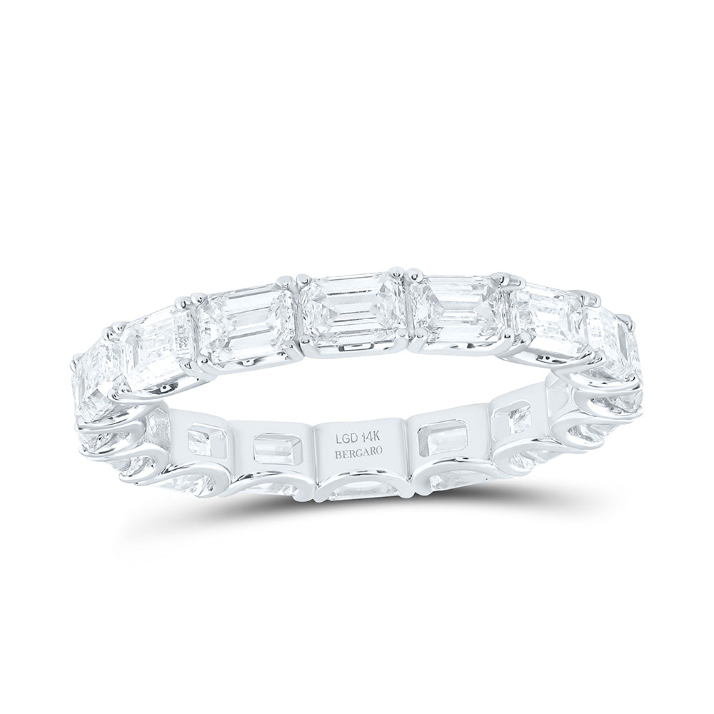 14K Yellow Or White Gold 3 1/4 Cttw Lab Grown Diamond Fashion Eternity Emerald Band