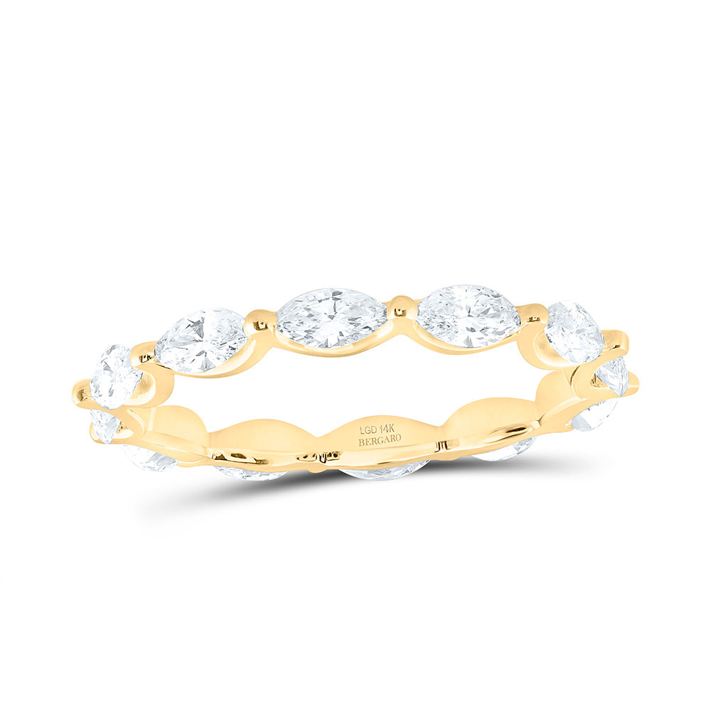 14K Yellow Or White Gold 1 1/3 Cttw Lab Grown Diamond Eternity Fashion Marquise Band