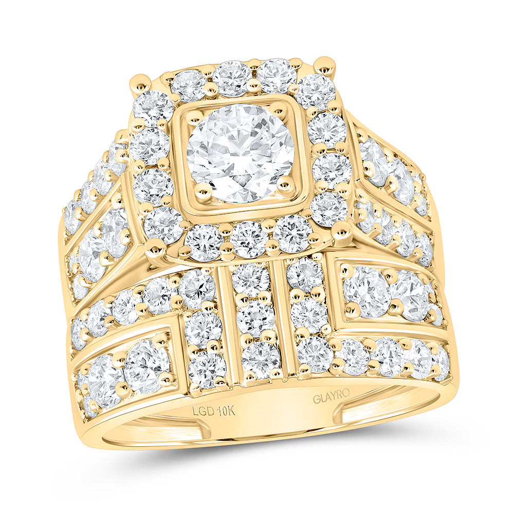 10K Yellow Gold 3 7/8 Cttw Lab Grown Diamond 5/8 Cttw Center Round Fashion Cushion Trio Set