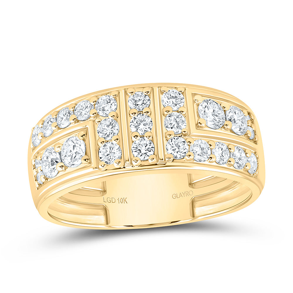 10K Yellow Gold 3 7/8 Cttw Lab Grown Diamond 5/8 Cttw Center Round Fashion Cushion Trio Set
