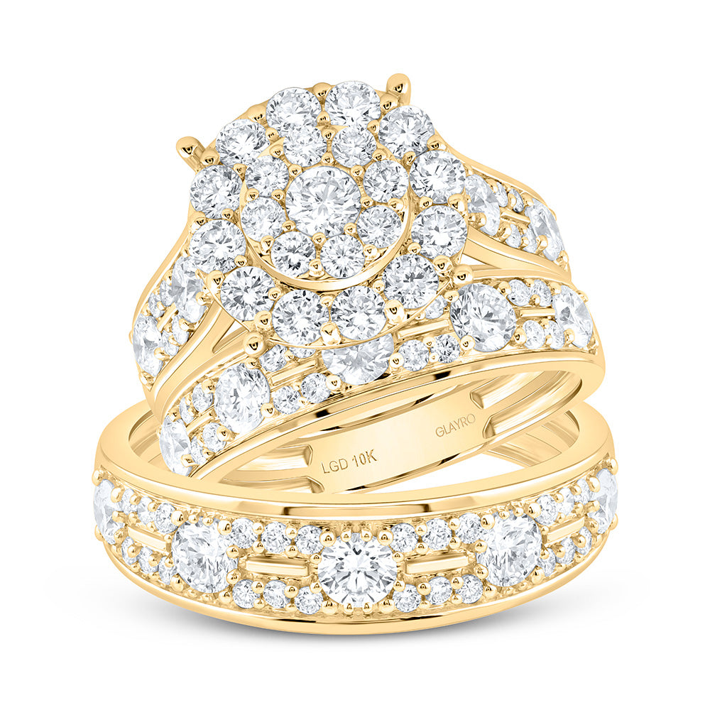 10K Yellow Or White Gold 3 1/4 Cttw Lab Grown Diamond Fashion Round Trio Set