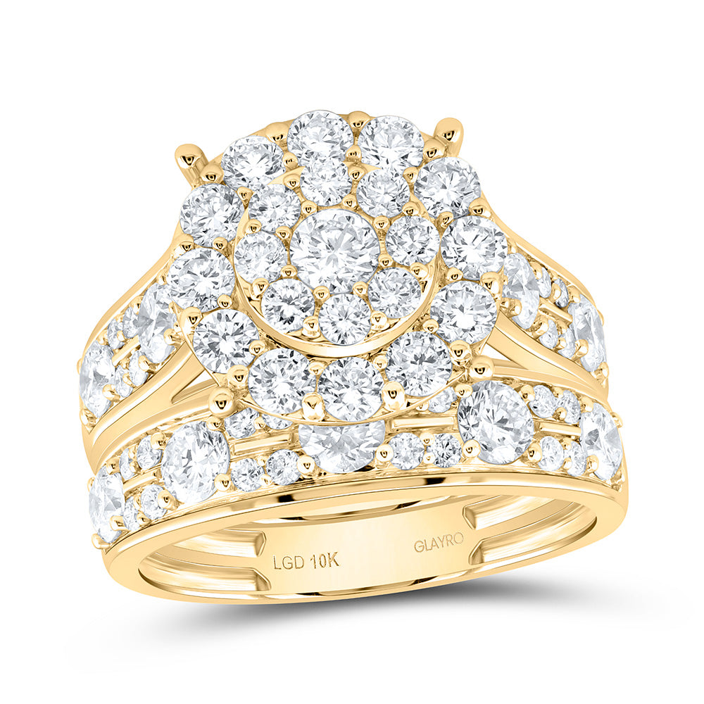 10K Yellow Or White Gold 3 1/4 Cttw Lab Grown Diamond Fashion Round Trio Set