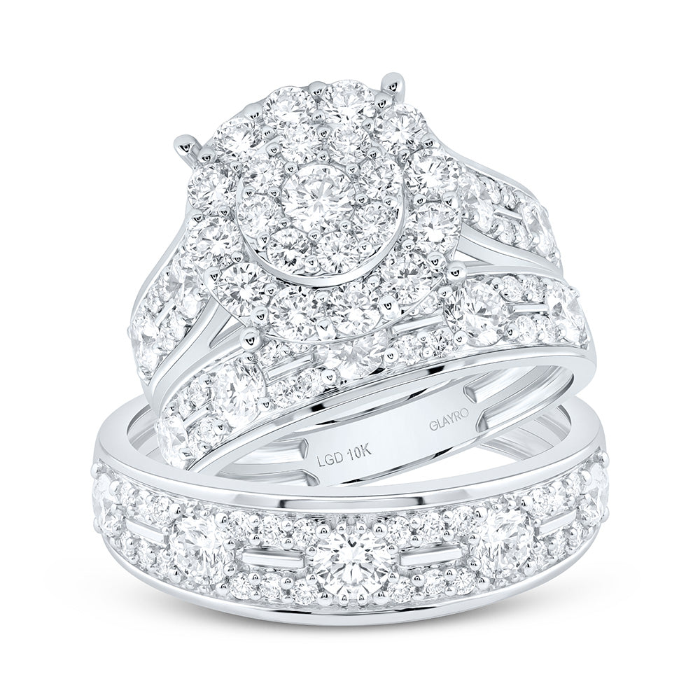 10K Yellow Or White Gold 3 1/4 Cttw Lab Grown Diamond Fashion Round Trio Set