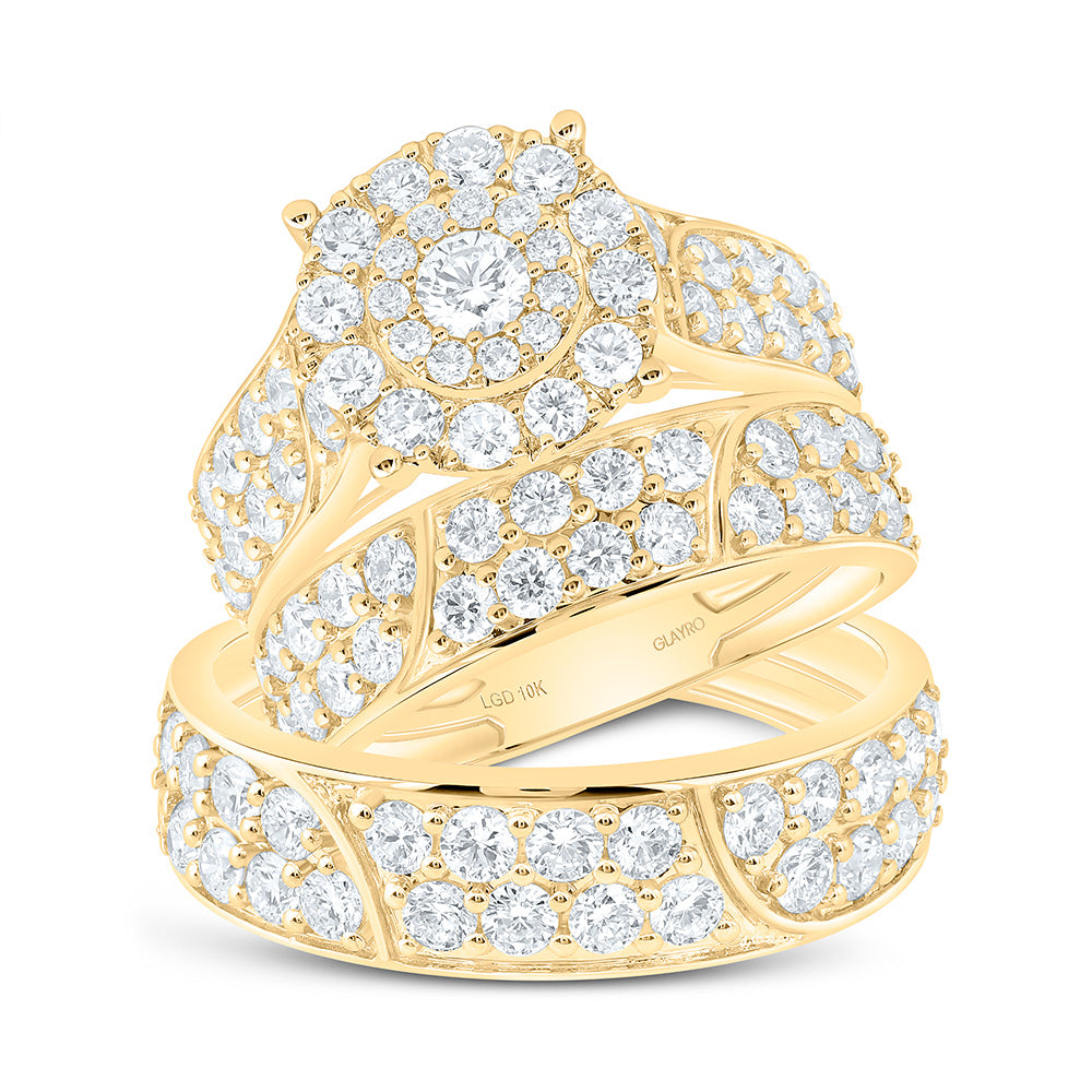 10K Yellow Or White Gold 3 1/3 Cttw Lab Grown Diamond Fashion Round Trio Set