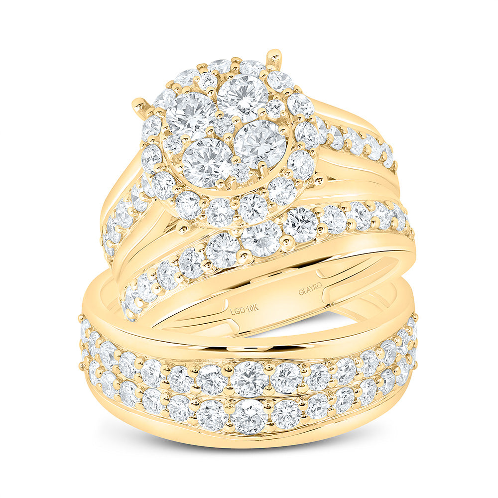 10K Yellow Or White Gold 3 Cttw Lab Grown Diamond Fashion Round Trio Set