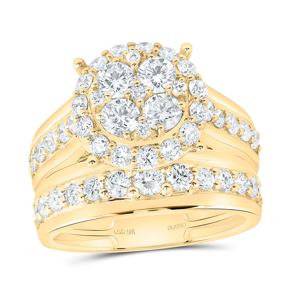 10K Yellow Or White Gold 3 Cttw Lab Grown Diamond Fashion Round Trio Set