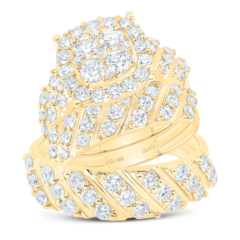 10K Yellow Or White Gold 3 1/4 Cttw Lab Grown Diamond Fashion Cushion Trio Set