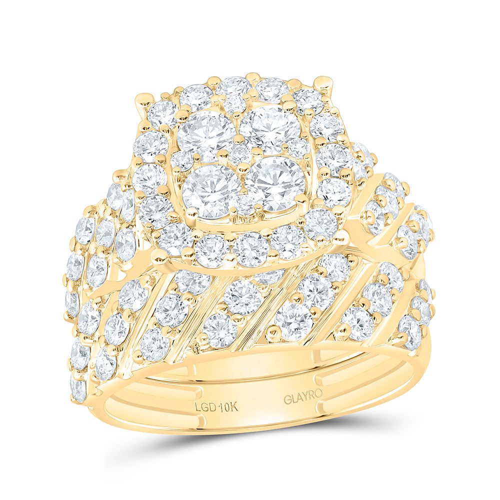 10K Yellow Or White Gold 3 1/4 Cttw Lab Grown Diamond Fashion Cushion Trio Set