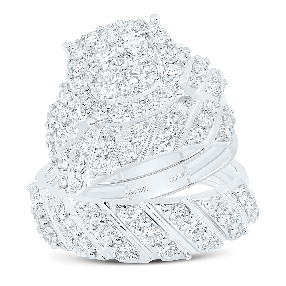 10K Yellow Or White Gold 3 1/4 Cttw Lab Grown Diamond Fashion Cushion Trio Set