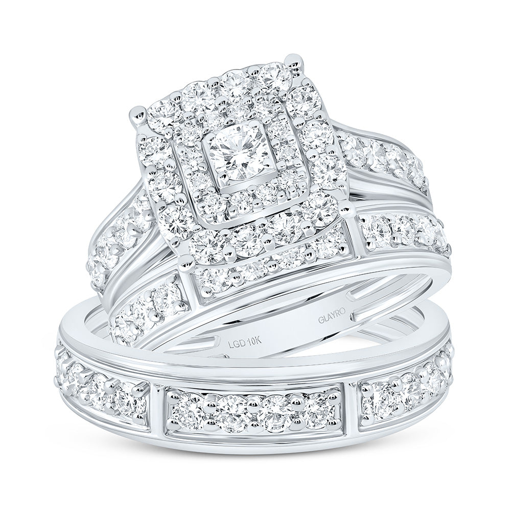 10K Yellow Or White Gold 2 Cttw Lab Grown Diamond Fashion Cushion Trio Set