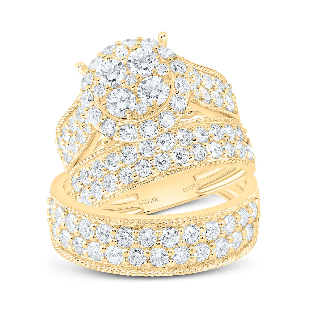 10K Yellow Gold 3 1/2 Cttw Lab Grown Diamond Fashion Round Trio Set