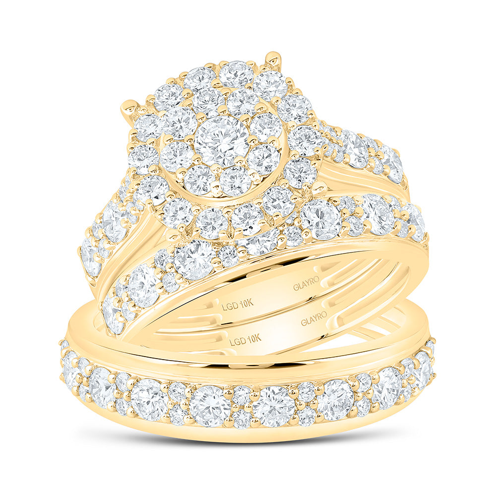10K Yellow Or White Gold 2 5/8 Cttw Lab Grown Diamond Fashion Round Trio Set