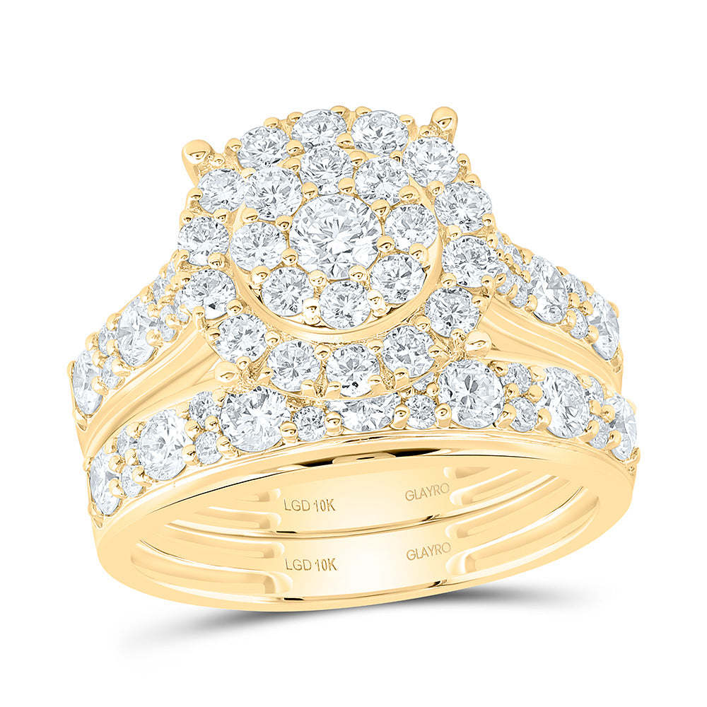 10K Yellow Or White Gold 2 5/8 Cttw Lab Grown Diamond Fashion Round Trio Set