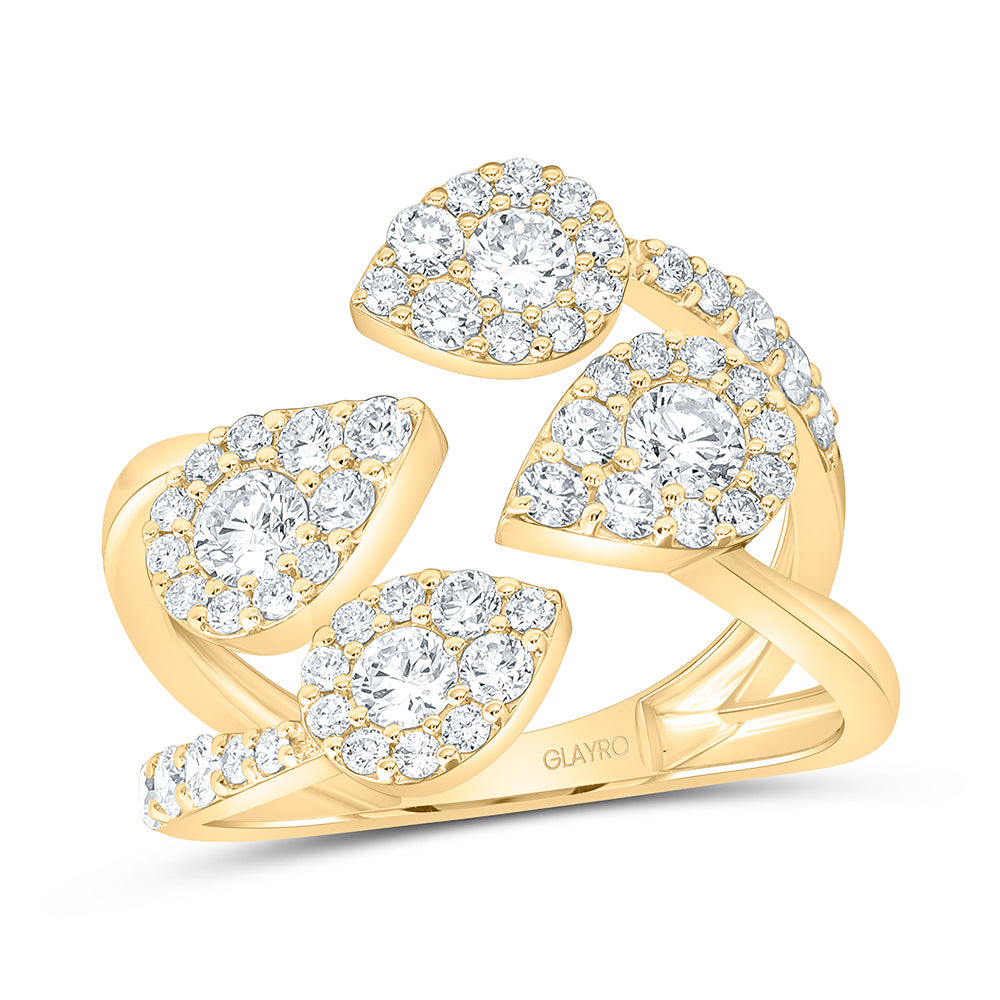 10K Yellow Or White Gold 1 1/3 Cttw Lab Grown Diamond Fashion Pear Cuff Ring