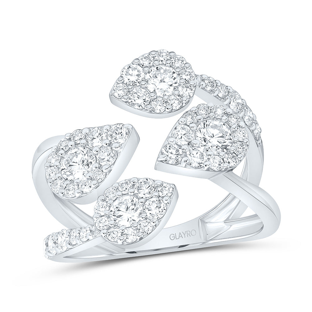 10K Yellow Or White Gold 1 1/3 Cttw Lab Grown Diamond Fashion Pear Cuff Ring