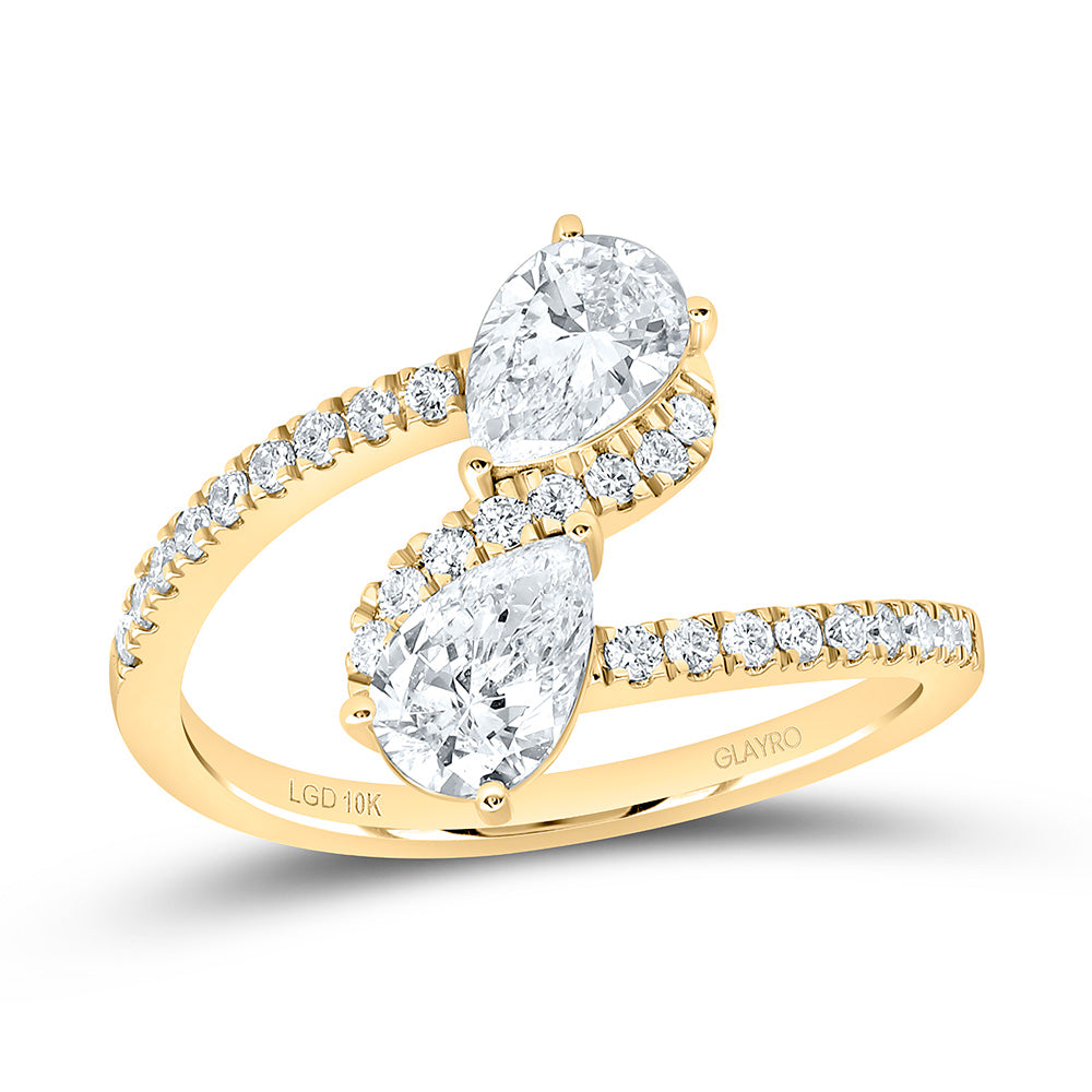 10K Yellow Or White Gold 1 1/5 Cttw Lab Grown Diamond Fashion Pear Ring