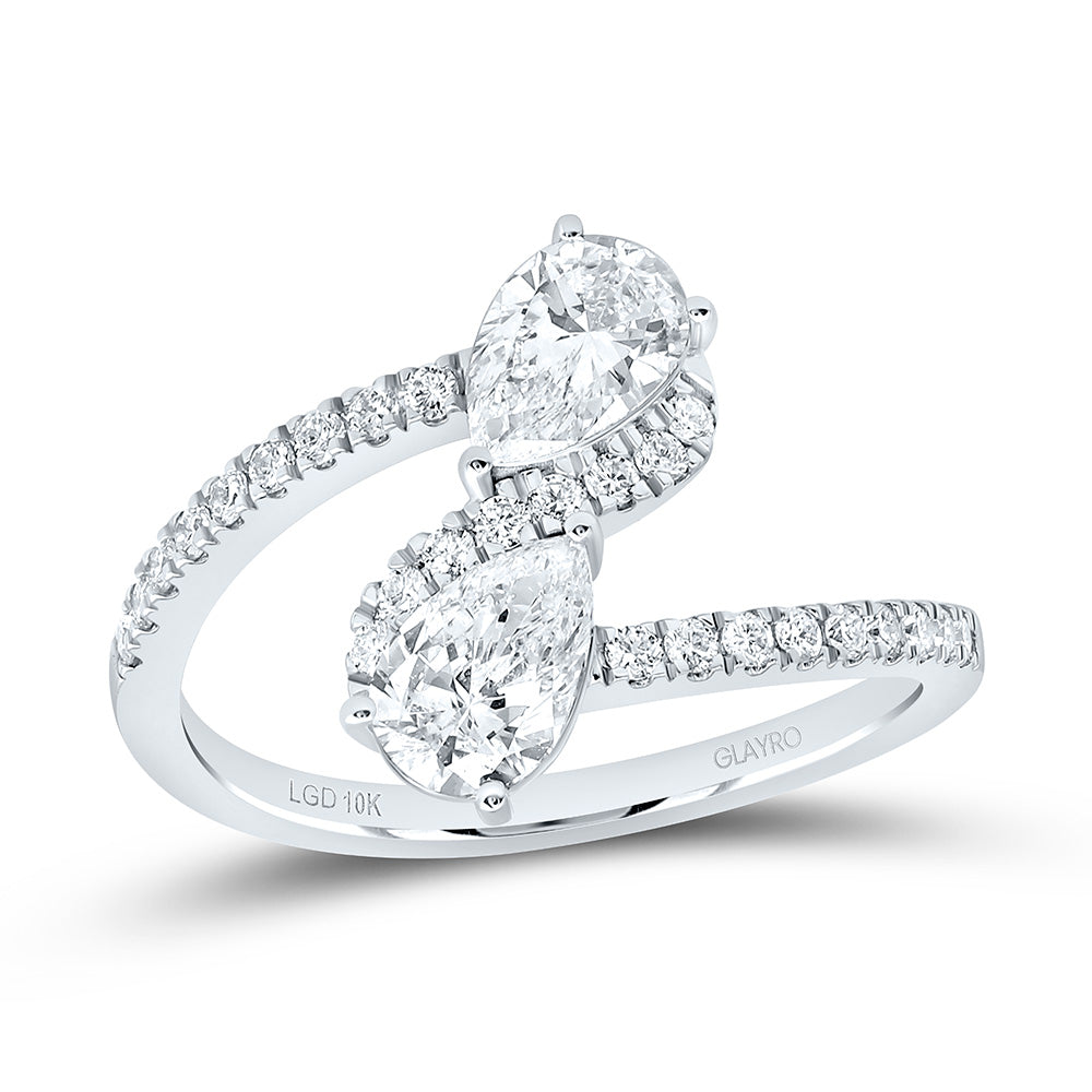 10K Yellow Or White Gold 1 1/5 Cttw Lab Grown Diamond Fashion Pear Ring