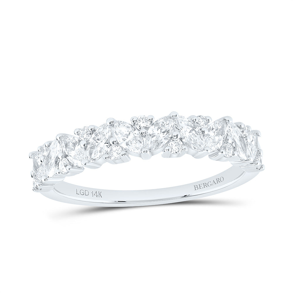 14K Yellow Or White Gold 3/4 Cttw Lab Grown Diamond Fashion Marquise Band