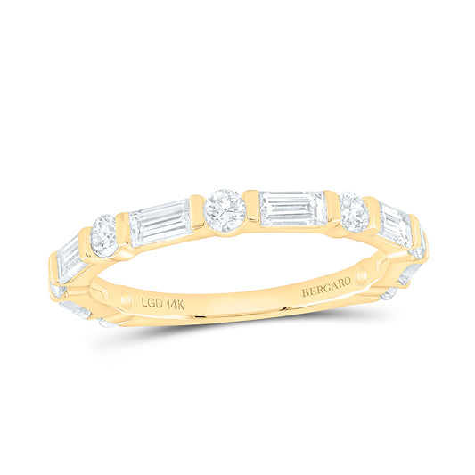 14K Yellow Or White Gold 1 Cttw Lab Grown Diamond Fashion Baguette Round Band