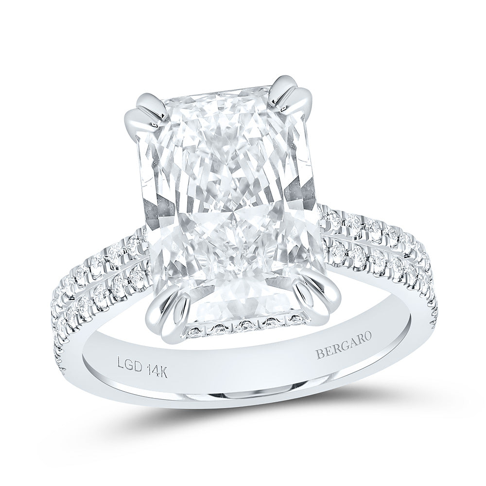 14K Yellow Or White Gold 5 1/2 Cttw Lab Grown Diamond 5 Cttw Center Radiant Engagement Ring