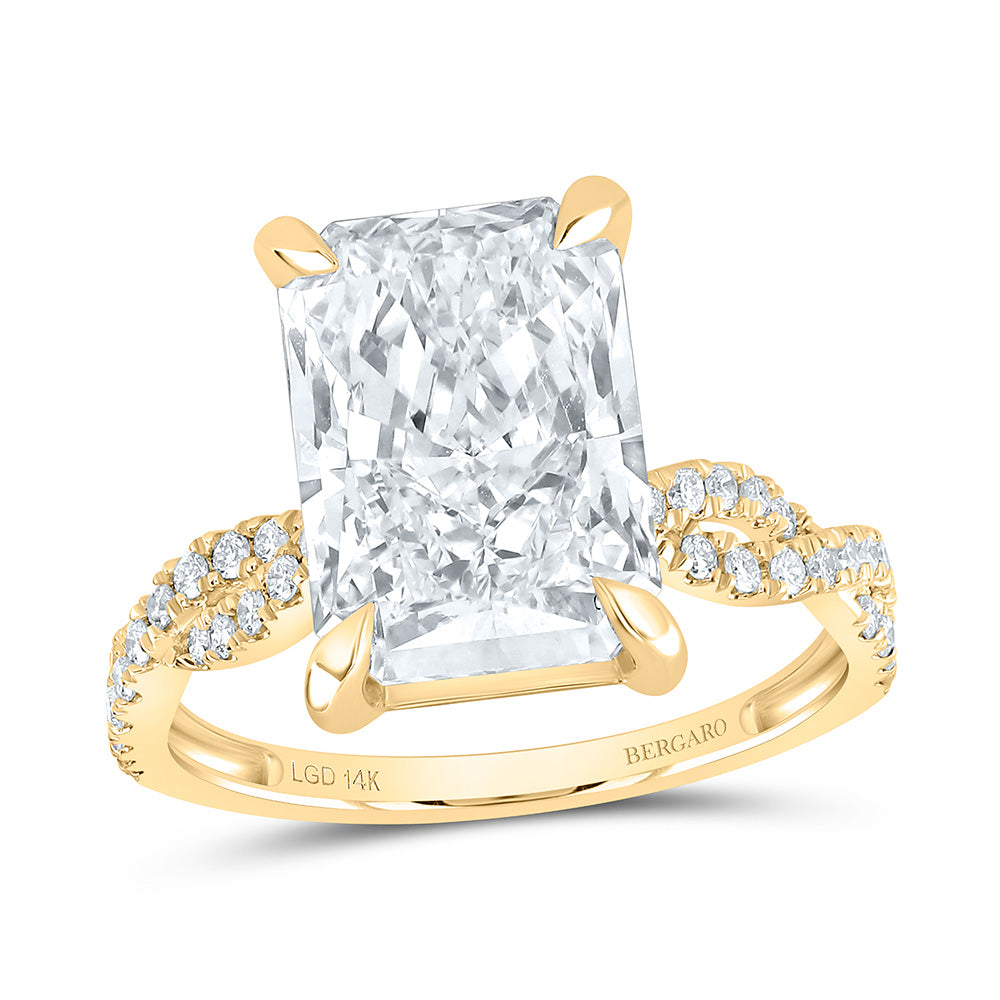 14K Yellow Gold 5 1/2 Cttw Lab Grown Diamond 5 Cttw Center Radiant Engagement Ring