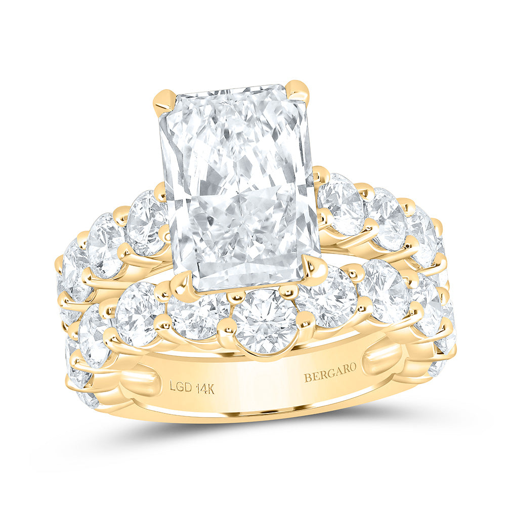 14K Yellow Or White Gold 10 Cttw Lab Grown Diamond 5 Cttw Center Radiant Bridal Set