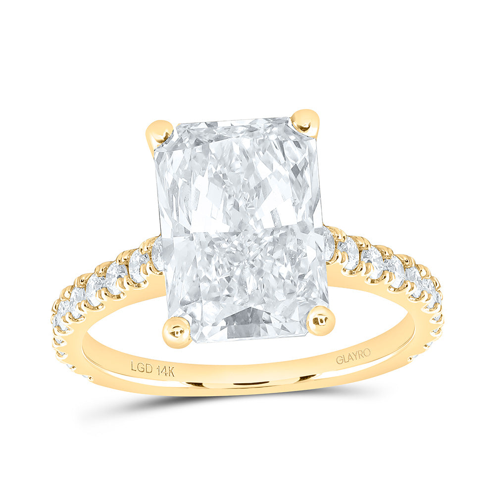 14K Yellow Gold 5 1/2 Cttw Lab Grown Diamond 5 Cttw Center Radiant Engagement Ring