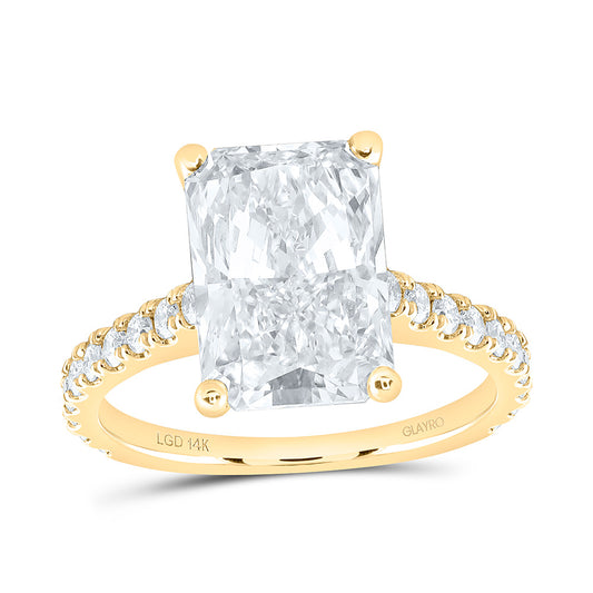 14K Yellow Gold 5 1/2 Cttw Lab Grown Diamond 5 Cttw Center Radiant Engagement Ring