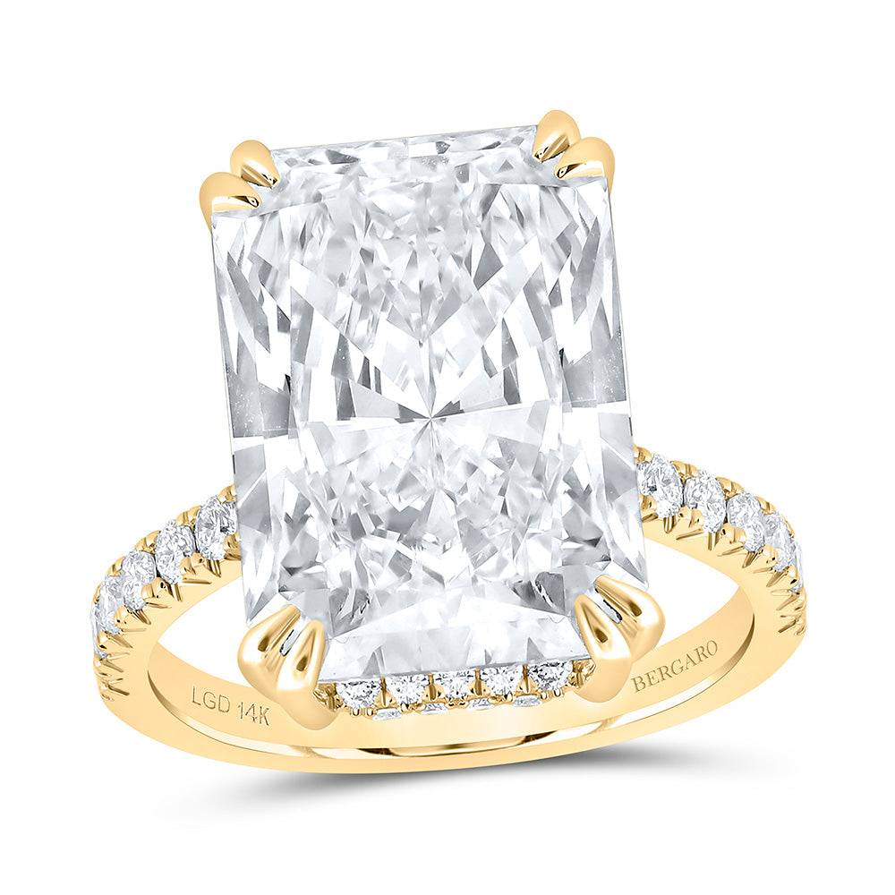 14K Yellow Or White Gold 10 3/4 Cttw Lab Grown Diamond 10 Cttw Center Radiant Engagement Ring