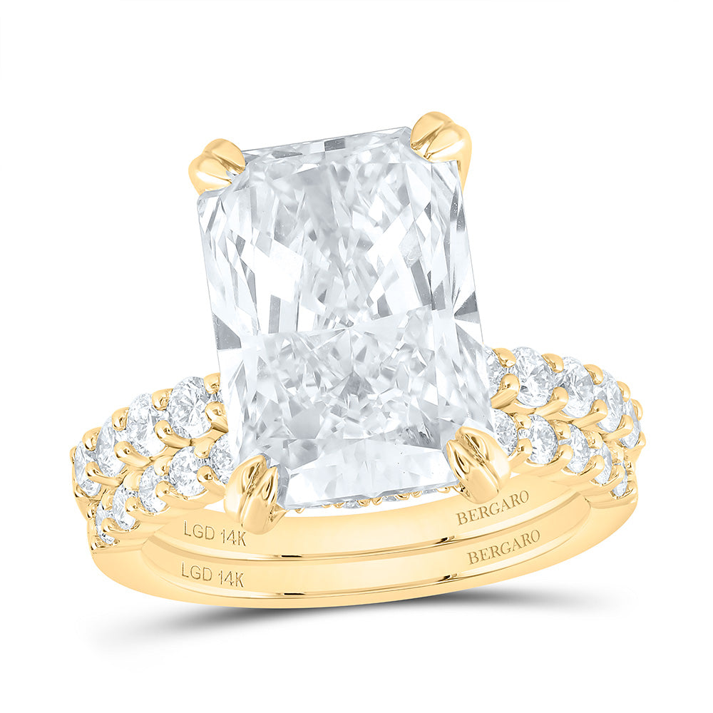14K Yellow Gold 9 Cttw Lab Grown Diamond 8 Cttw Center Radiant Bridal Set