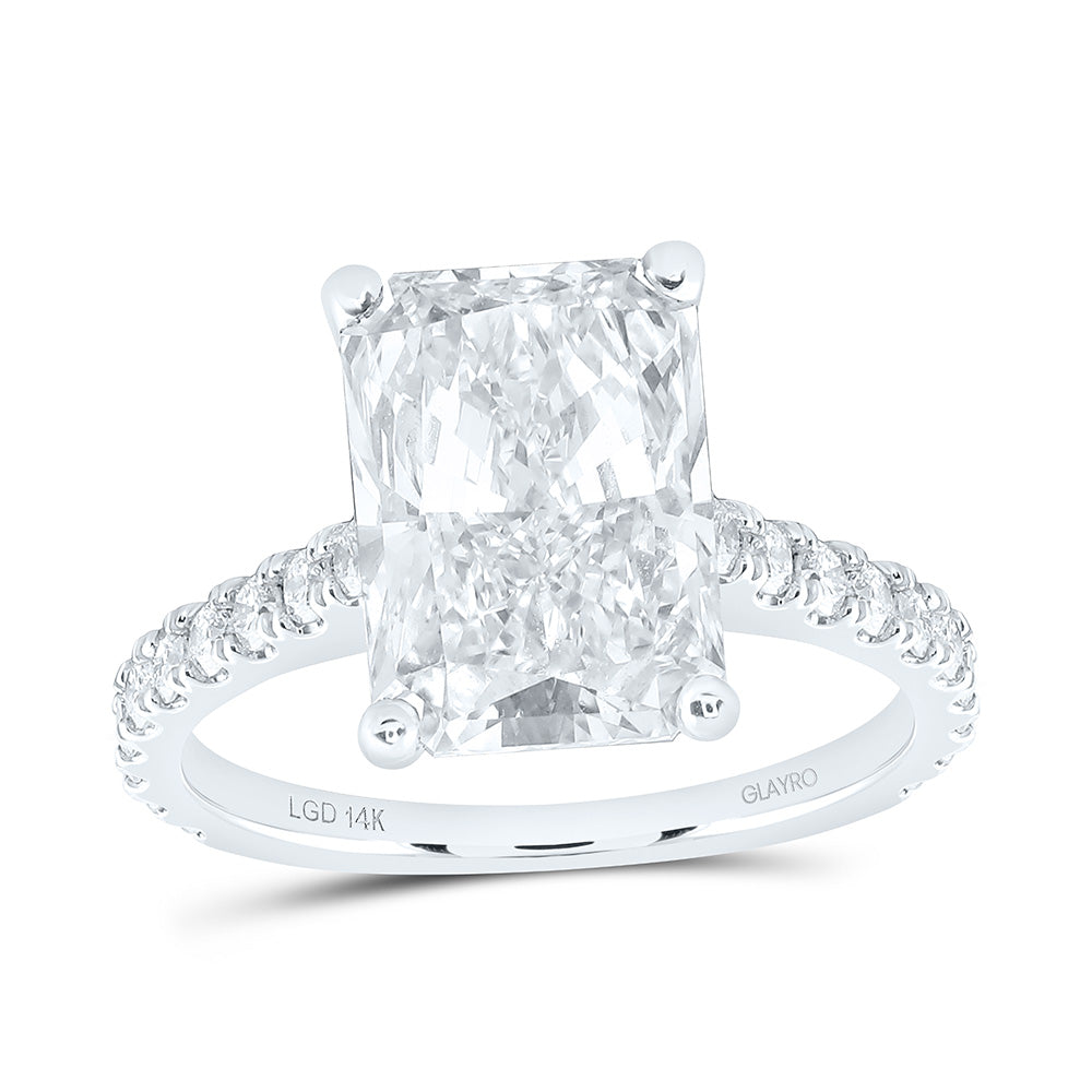 14K White Gold 5 1/2 Cttw Lab Grown Diamond 5 Cttw Center Radiant Engagement Ring