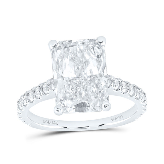14K White Gold 5 1/2 Cttw Lab Grown Diamond 5 Cttw Center Radiant Engagement Ring