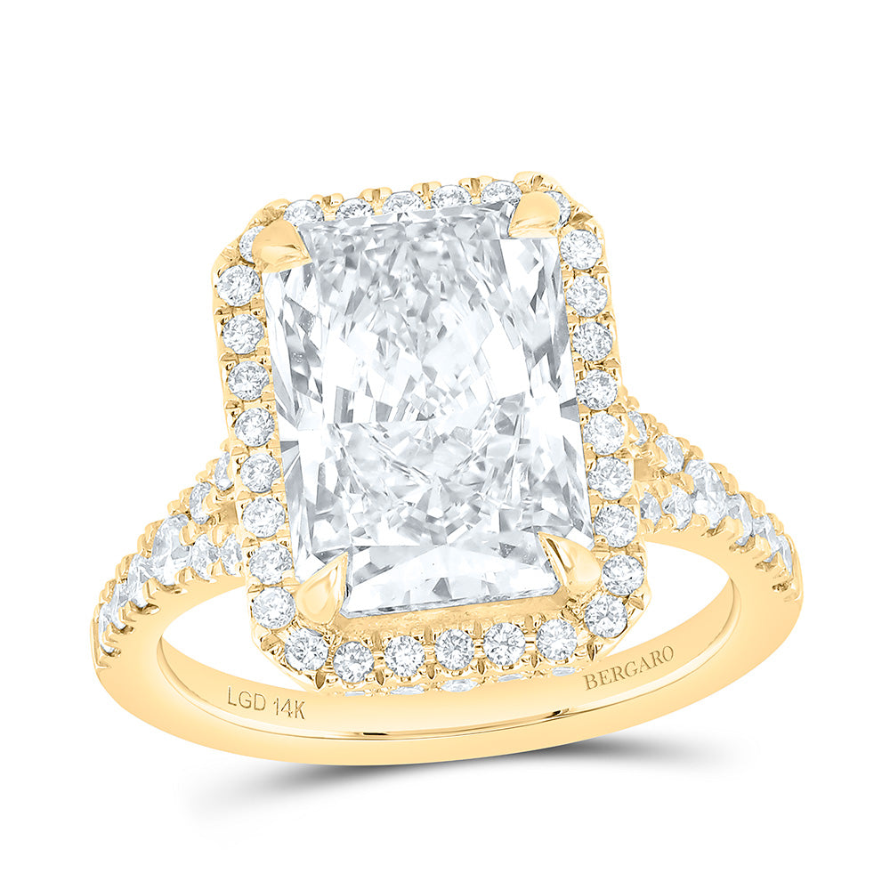 14K Yellow Or White Gold 5 3/4 Cttw Lab Grown Diamond 5 Cttw Center Radiant Single Halo Engagement Ring