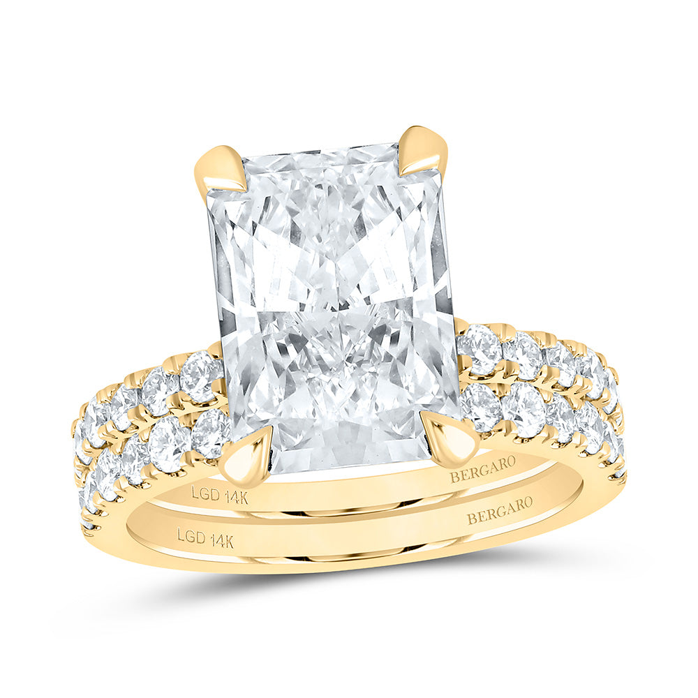 14K Yellow Or White Gold 6 Cttw Lab Grown Diamond 5 Cttw Center Radiant Bridal Set
