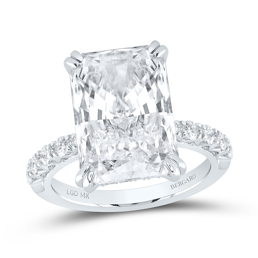 14K Yellow Or White Gold 8 1/2 Cttw Lab Grown Diamond 8 Cttw Center Radiant Engagement Ring