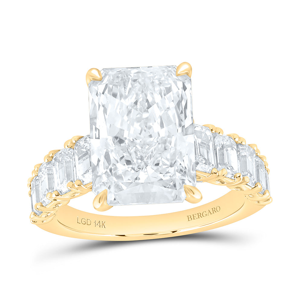 14K Yellow Gold 8 1/4 Cttw Lab Grown Diamond 6 Cttw Center Radiant Engagement Ring