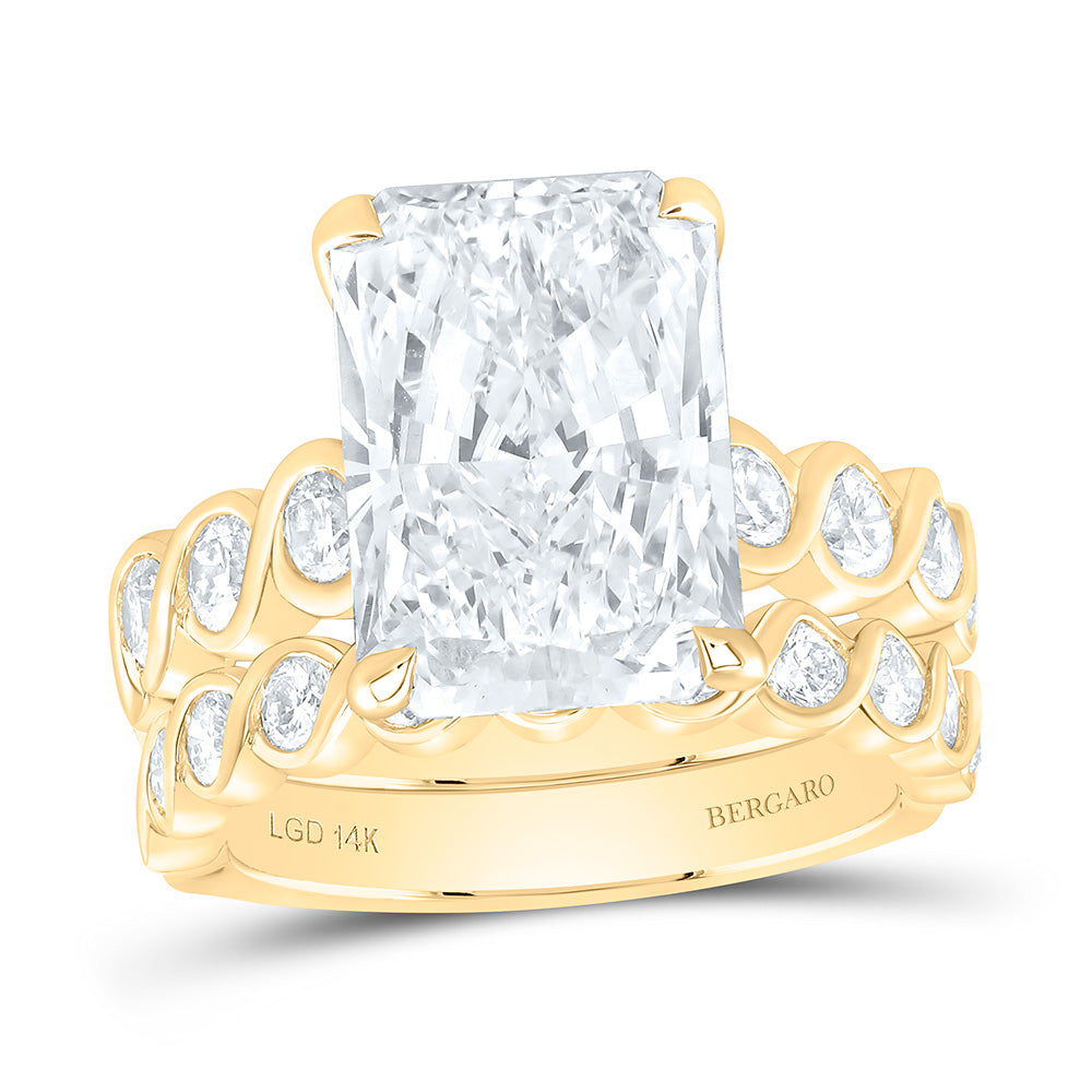 14K Yellow Gold 7 3/4 Cttw Lab Grown Diamond 6 Cttw Center Radiant Bridal Set
