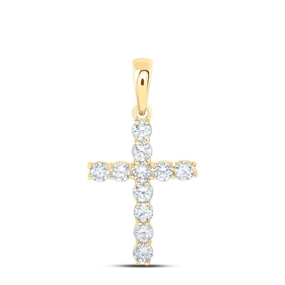 14K Yellow Or White Gold 1/2 Cttw Lab Grown Diamond Fashion Cross Pendant