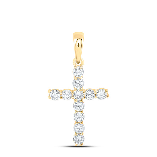 14K Yellow Or White Gold 1/2 Cttw Lab Grown Diamond Fashion Cross Pendant