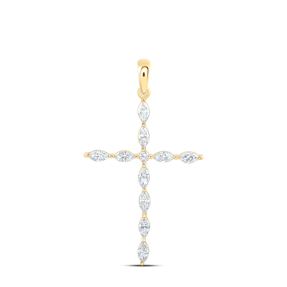 14K Yellow Or White Gold 5/8 Cttw Lab Grown Diamond Fashion Cross Pendant