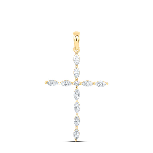 14K Yellow Or White Gold 5/8 Cttw Lab Grown Diamond Fashion Cross Pendant